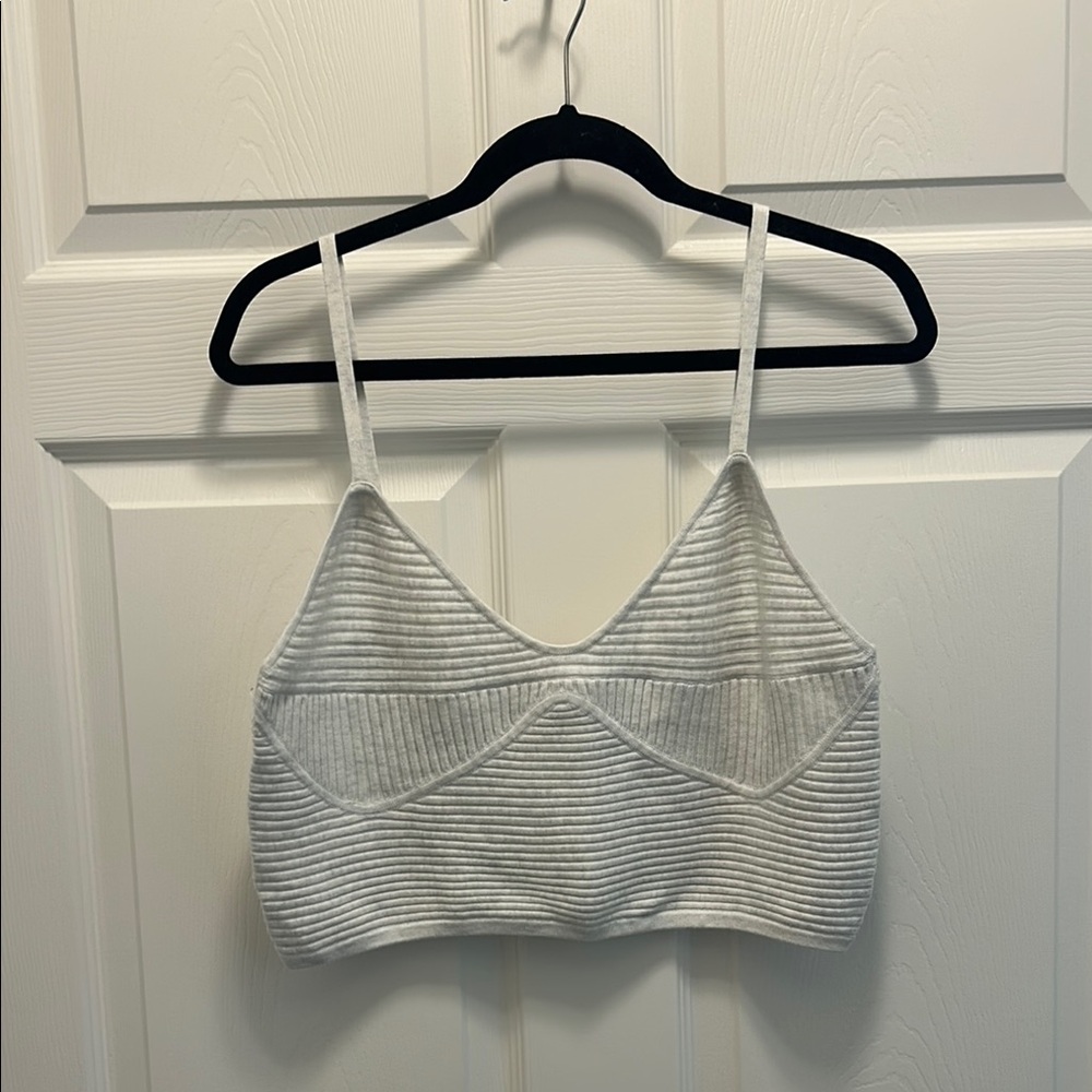 Aerie Light Gray Ribbed Top